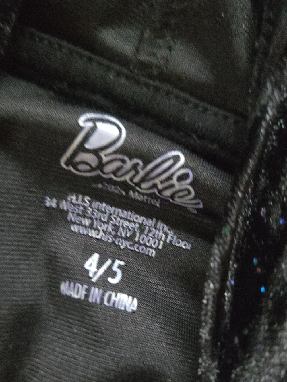 Barbie Black Velvet Hoodie Set with Pink Sequin Logo and Rainbow Stripes - Picture 3 of 4